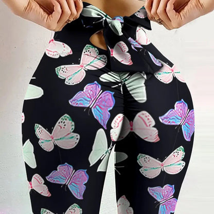 High-Waist-Leggings mit Schmetterlingsprint